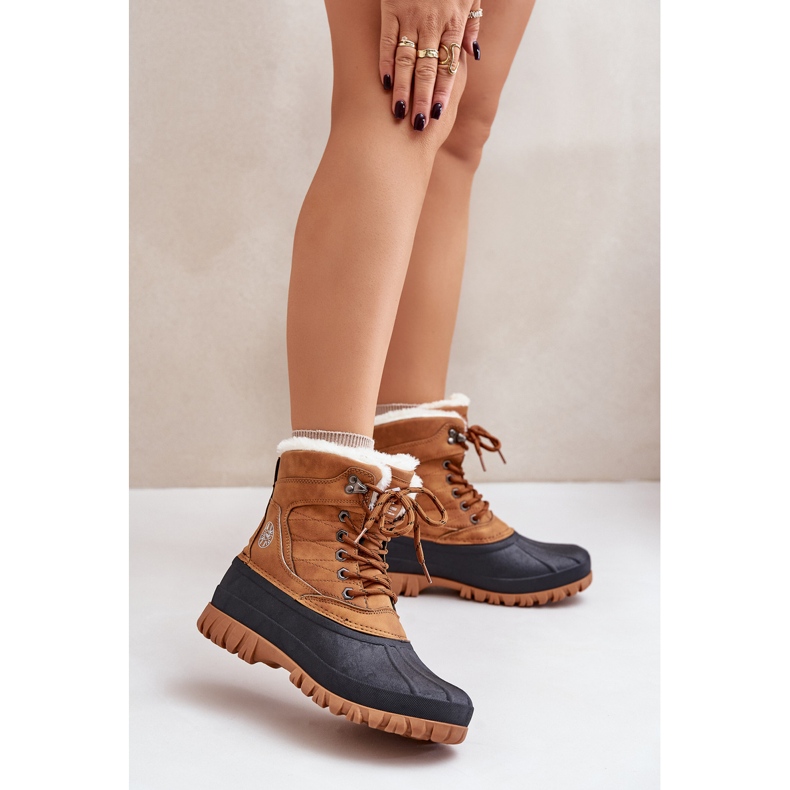 Ženske čizme za snijeg na vezanje i krzno Lee Cooper LCJ-24-44-2869 Camel smeđa 2