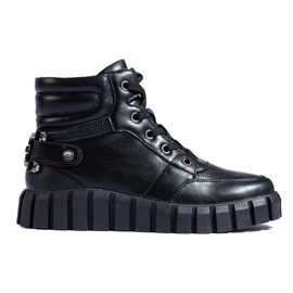 W. Potocki Sportske ženske čizme Potocki crne na platformu crno 1