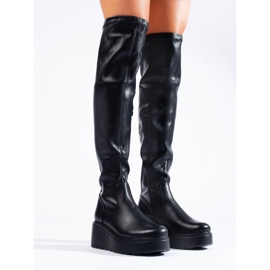 Crne mušketire od eko kože na platformi Shelovet crna 2