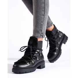 W. Potocki Crne ženske čizme za snijeg s krznom marke Potocki crna 1