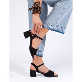 Crne elegantne sandale na visoku petu marke Sergio Leone crno 1