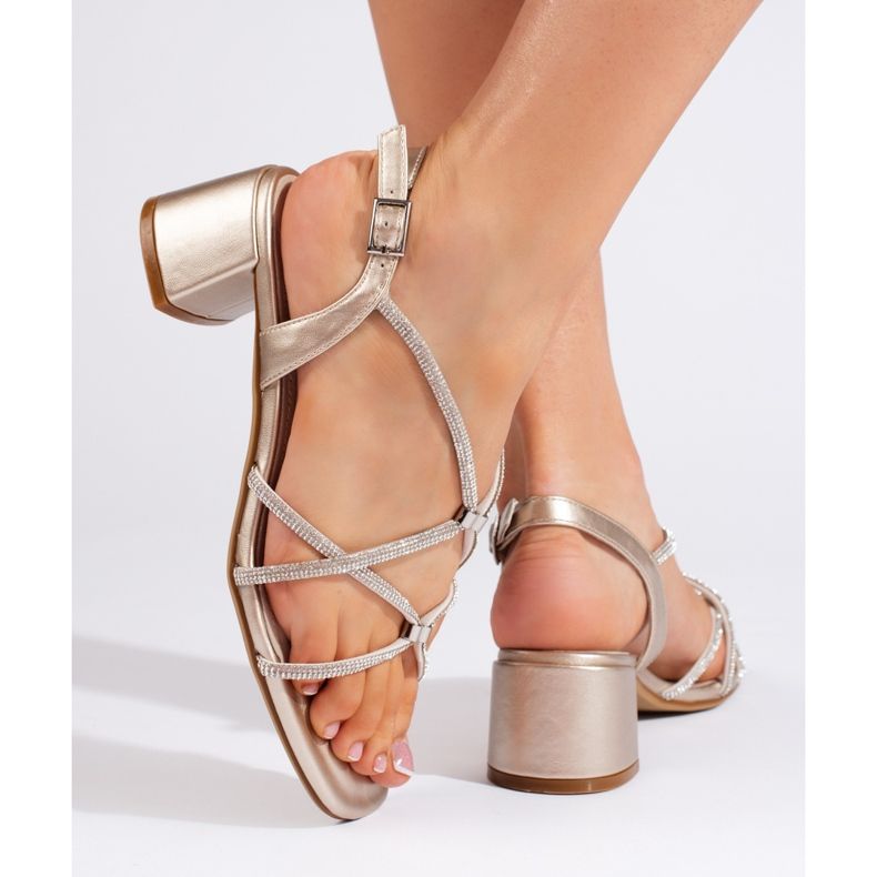 Ženske zlatne sandale s ukrasnim remenčićima marke Sergio Leone zlatna 2