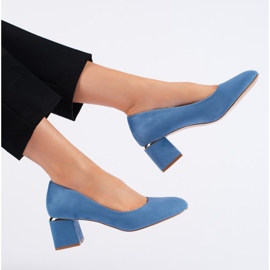 Plave salonke s visokom petom od brušene kože plava 1