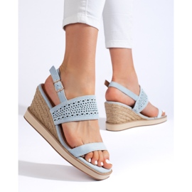 Plave ženske sandale na wedges plava 2