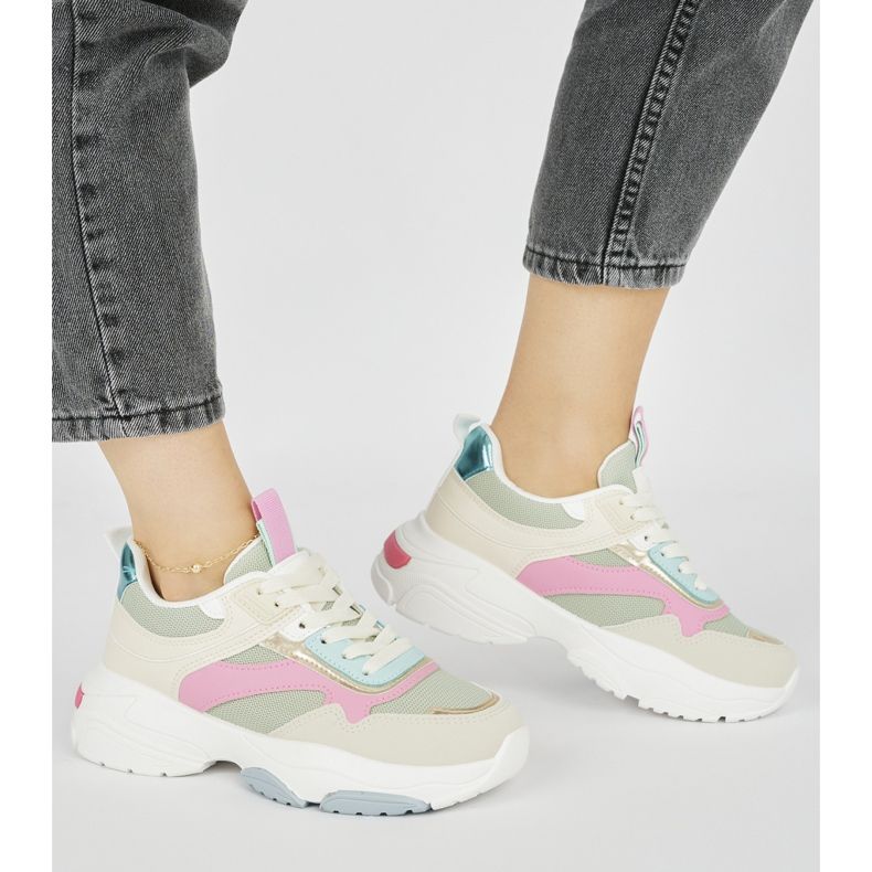 Ženske sportske cipele s debelim potplatom zelena 1