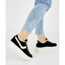 Crne ženske cipele s platformom od brušene kože crna 1