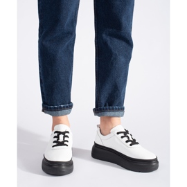 Kožne bijele cipele na crnu platformu bijela 2