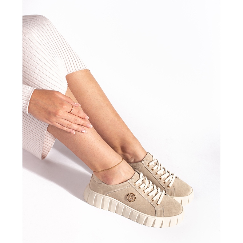 Svijetlo bež cipele s platformom od antilop kože 2