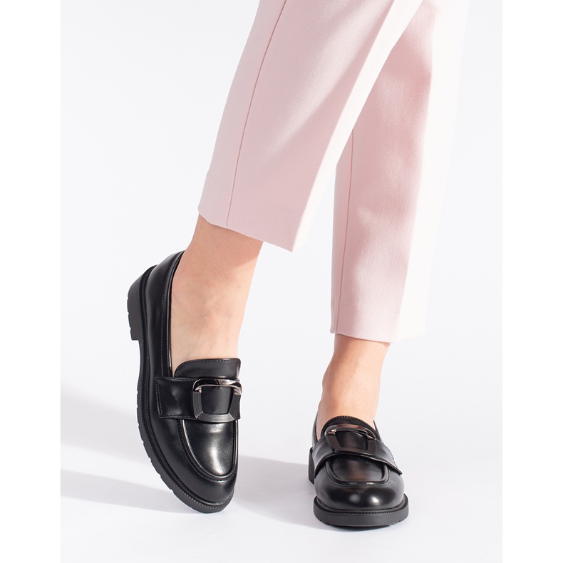 Goodin Crne ženske mokasine sa kopčom crna 2