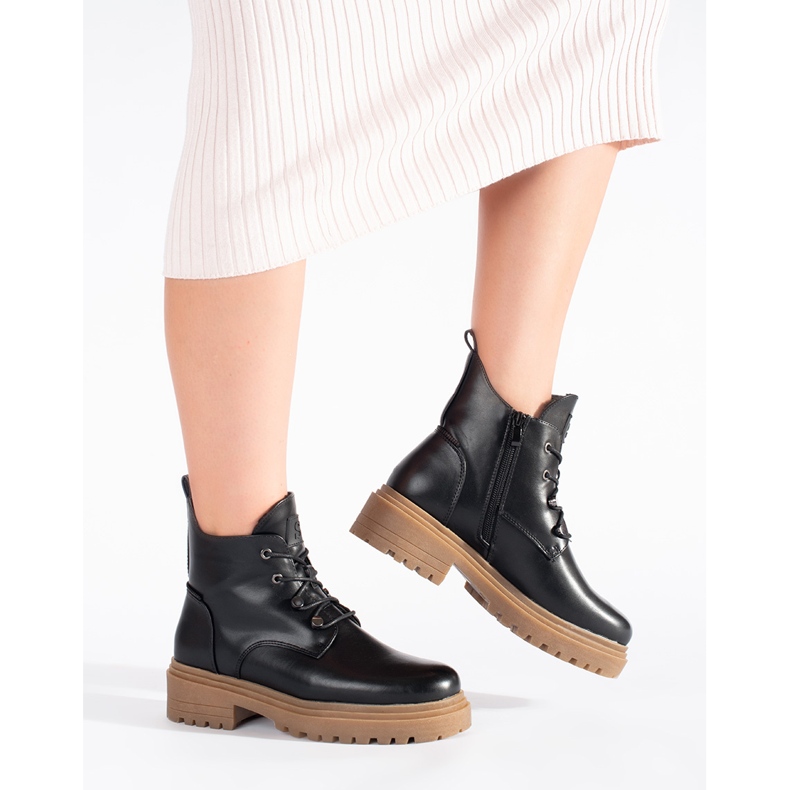 Crne gležnjače na vezanje i bež potplat Sergio Leone crno 1