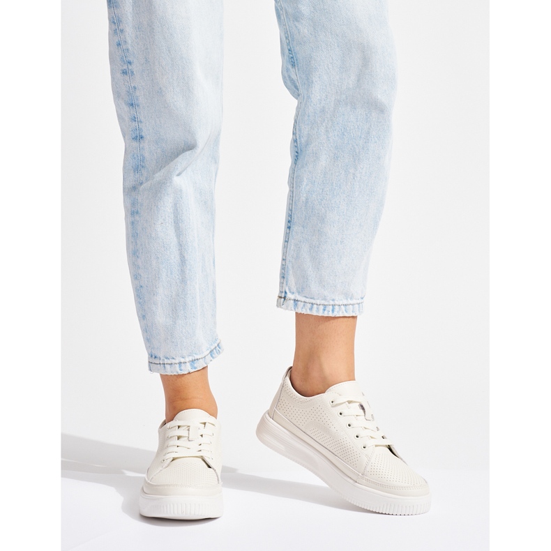 Kožne ažurne bijele tenisice Sergio Leone bijela 2