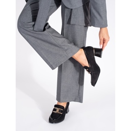 Ženske cipele od brušene kože s debelom petom crno 2