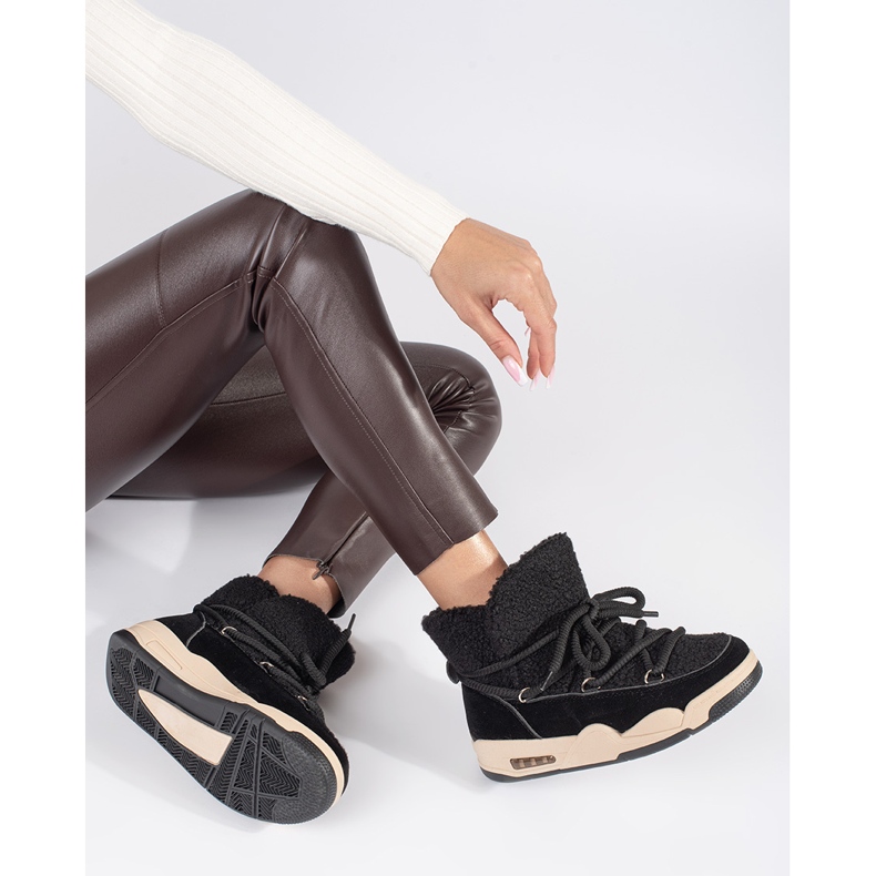 Seastar Crne ženske čizme za snijeg sa debelim đonom crna 1