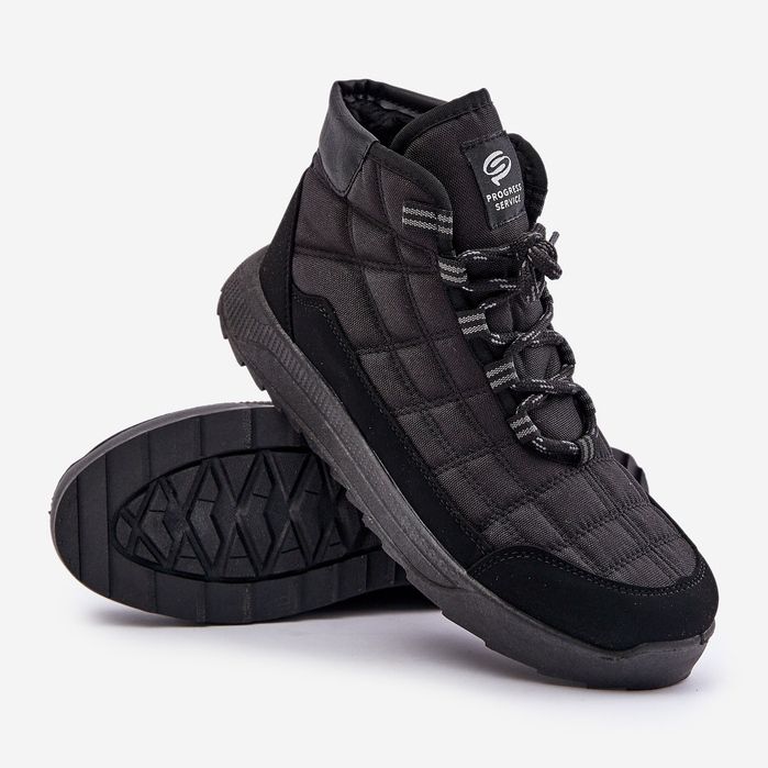 Izolirane muške zimske čizme na vezanje Progress PROGJ-24-153 crne crno 1