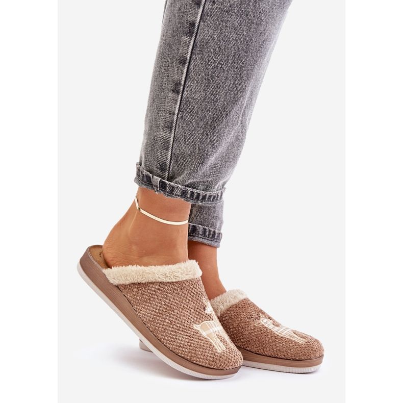 Ženske papuče sa sobovima i krznom Inblu CT000034 Bež 1