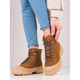 Ženske cipele od prave kože Big Star KK274520 smeđa 2