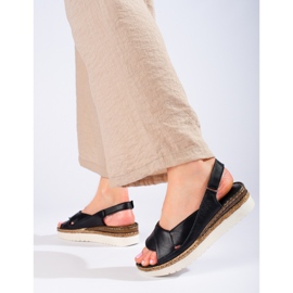 W. Potocki Ženske niske sandale na klin Potocki crne crna 1