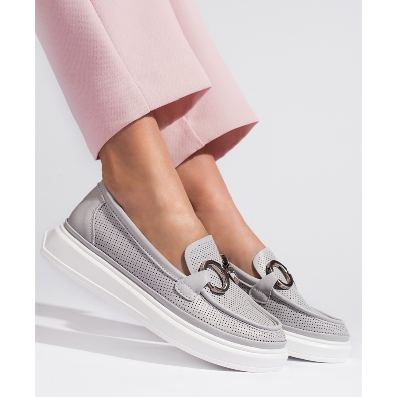 Goodin Sive ažur ženske mokasine siva 1