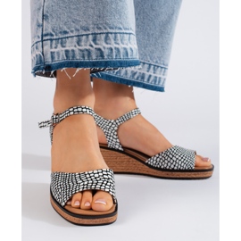 Udobne ženske sandale na klin Sergio Leone bijela 2