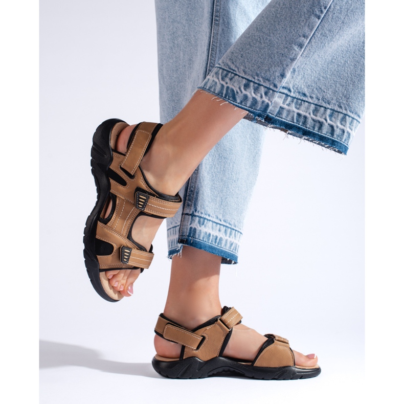 Sportske ženske smeđe sandale bež 1