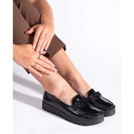 Goodin Ženske lakirane cipele s debelim potplatom crna 2