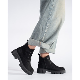 Crne gležnjače od brušene kože na vezanje Sergio Leone crna 1