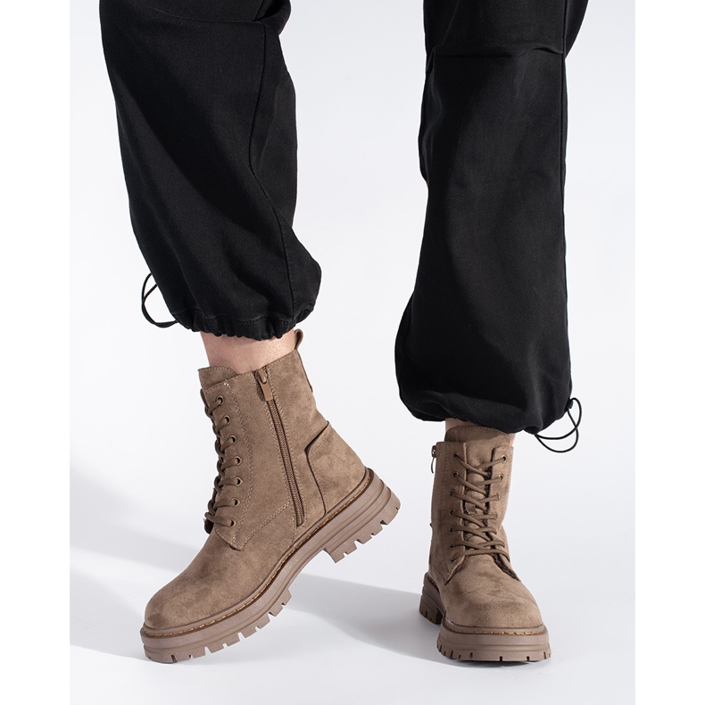 Smeđe ženske radničke čizme na vezanje iz Sergio Leonea smeđa 2