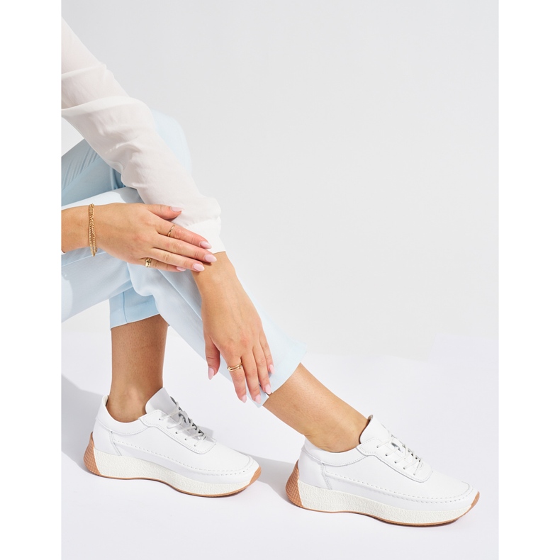 Sergio Leone Ženske ažur kožne bijele sportske cipele bijela 2