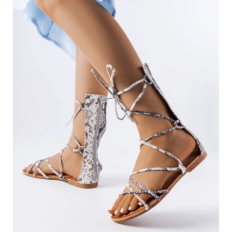 Heliport sandale s visokim vezicama s uzorkom bijela 1