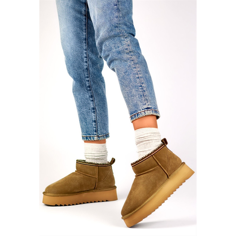 Ženske kožne čizme za snijeg, izolirane zimske čizme smeđa 1