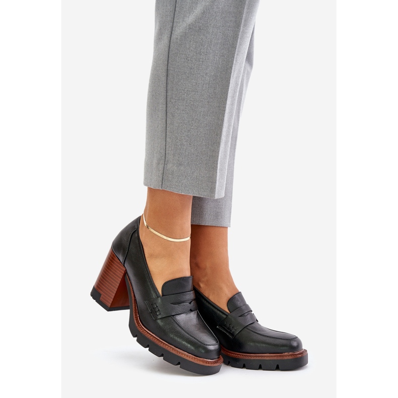 Ženske cipele na visoku petu od eko kože, crne Vinceza 58105 crna 1