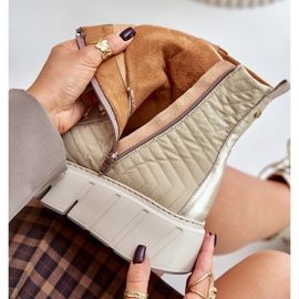 Kožne gležnjače na platformu Maciejka 06751-25 zlatne zlatni 2