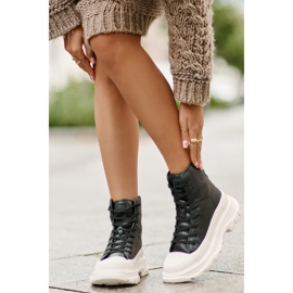 Kožne izolirane tenisice na masivnoj platformi Big Star OO274A599 crne crno 2