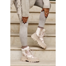 Bež Merilana čizme od ovčje kože s krznom 2