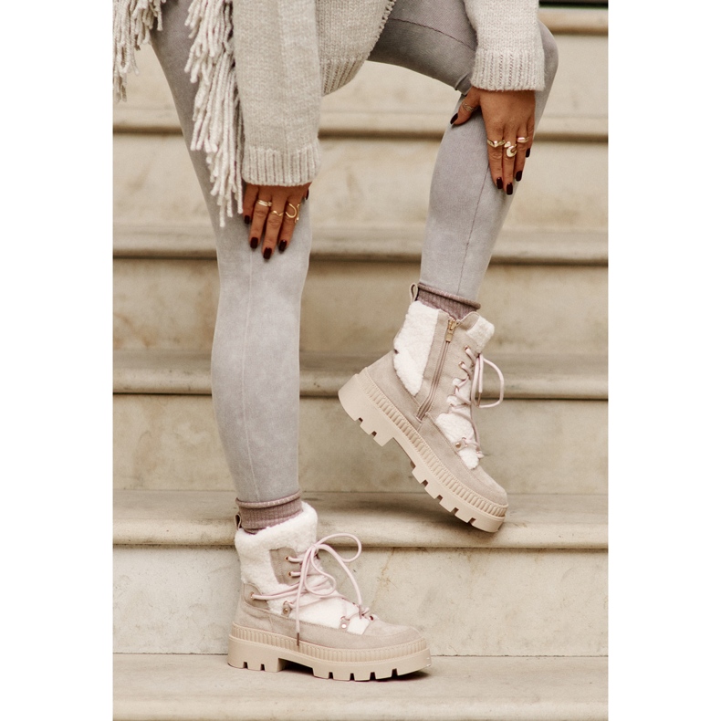 Bež Merilana čizme od ovčje kože s krznom 2