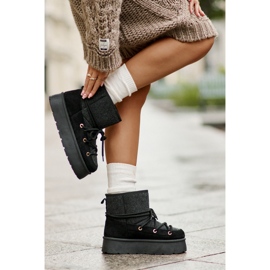 Crne Mavora čizme za snijeg s vezicama na platformi crno 2