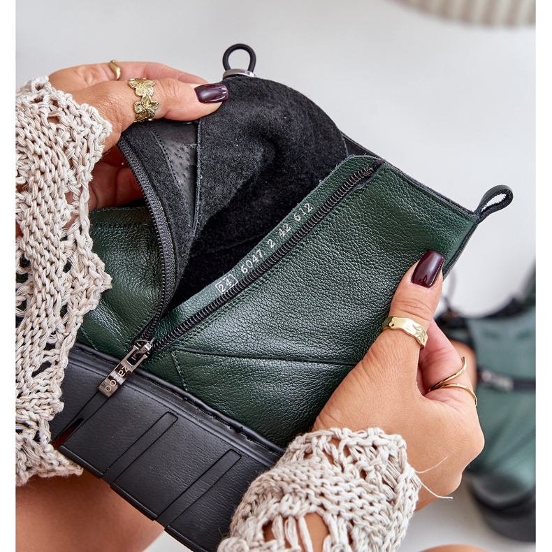 Zazoo 60472 Kožne gležnjače na platformu i tanke, tamnozelene zelena 2