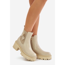 Zazoo 60490 Kožne Tople Gležnjače S Dekoracijom Svijetlo Bež 1
