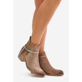 Zazoo 60478 Čizme s visokom petom od brušene kože, izolirane, kopčaju se patentnim zatvaračem, bež 1