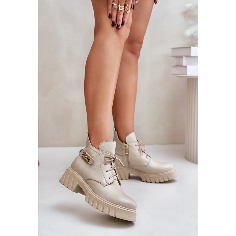 Zazoo 60483 Ženske kožne niske čizme, toplo bež 2