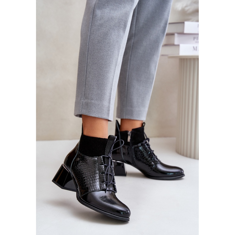 Zazoo 60503 Kožne čizme na visoku petu, tople, crne crna 1