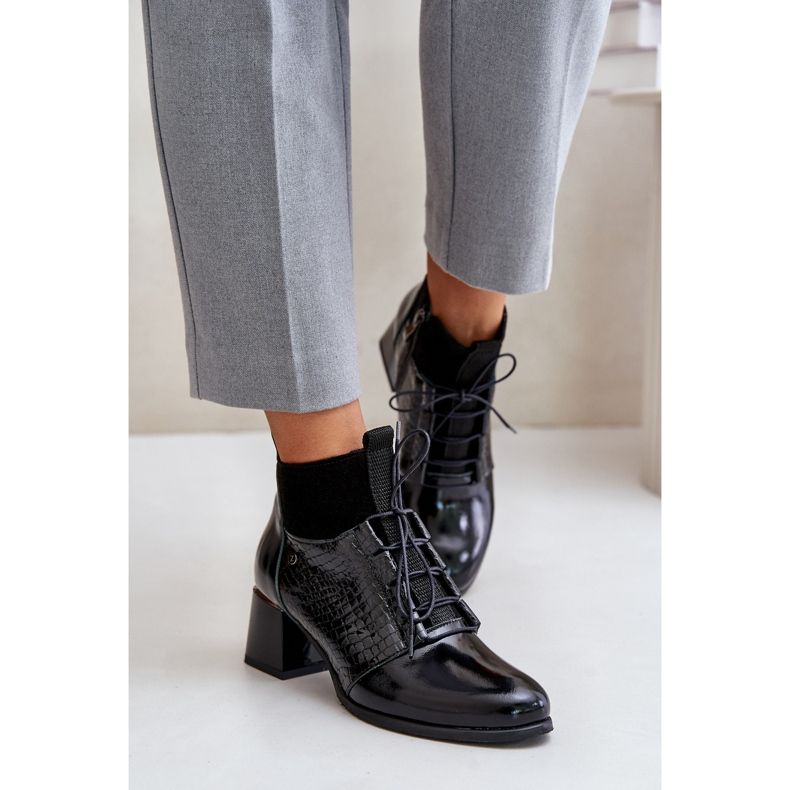 Zazoo 60503 Kožne čizme na visoku petu, tople, crne crna 2