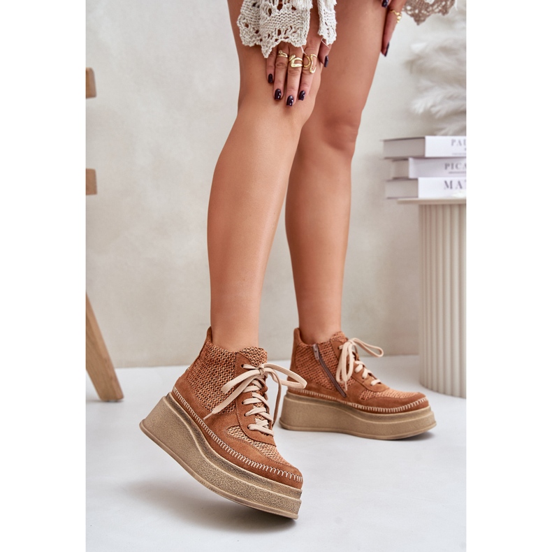 Kožne čizme na platformu i wedge Maciejka 06759-29 Smeđe smeđa 2