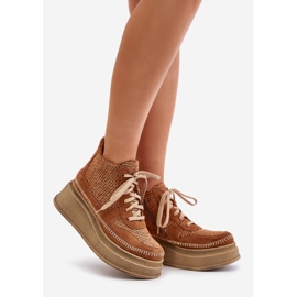 Kožne čizme na platformu i wedge Maciejka 06759-29 Smeđe smeđa 1