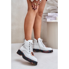 Ženske kožne trapper čizme s patentnim zatvaračem Artiker 55C0515 Bijele bijela 2