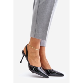 Lakirane visoke potpetice s otvorenom petom, Black Emmizola crno 1