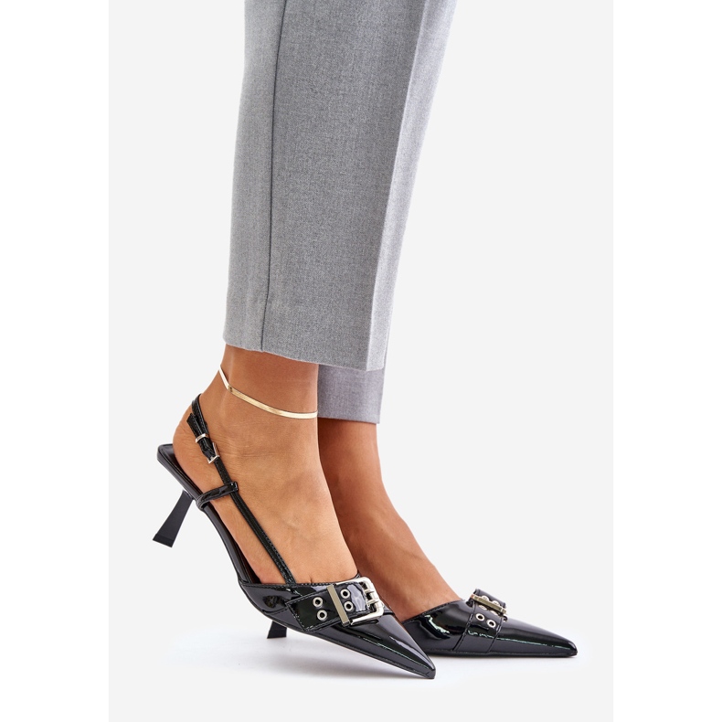 Crne patentirane cipele Zeisia s kopčom crno 1