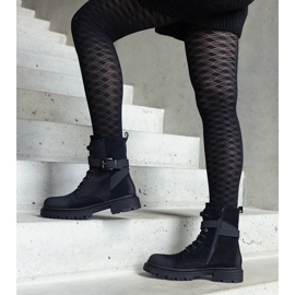 Crne izolirane planinarske čizme s abrazijama i remenom za koljena crna 1