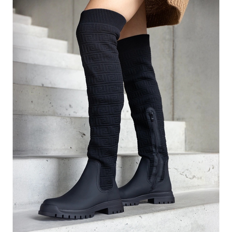 Crne čizme od tkanine s mat završetkom Scarlett crna 1