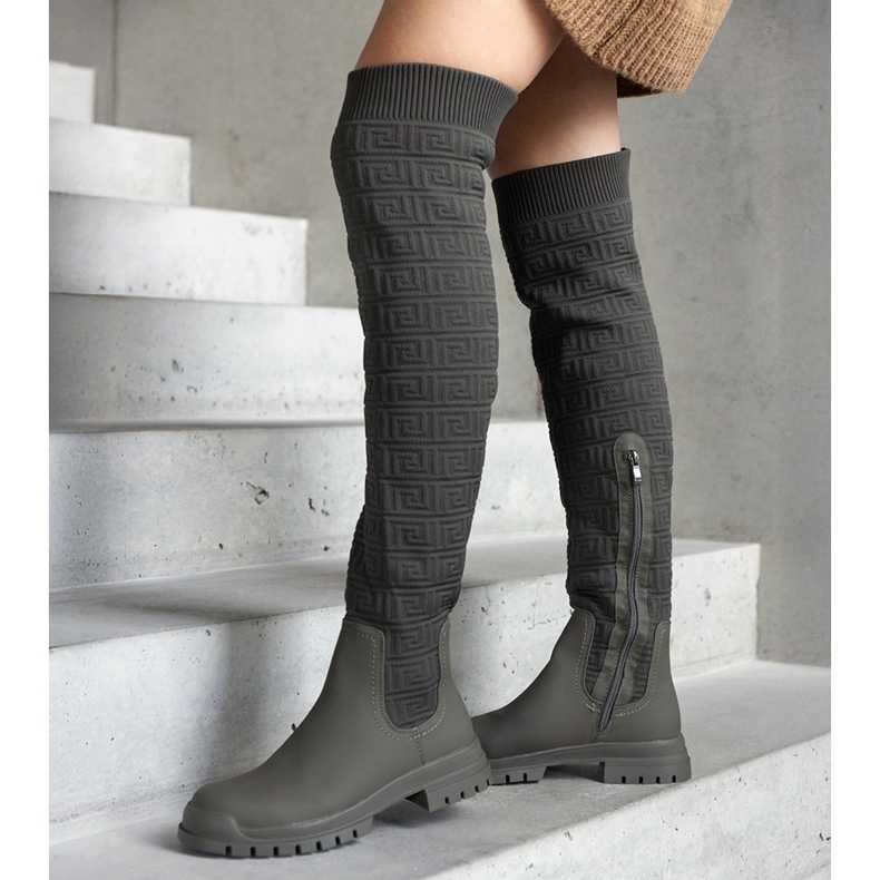 Zelene čizme od tkanine s mat završetkom Scarlett zelena 1